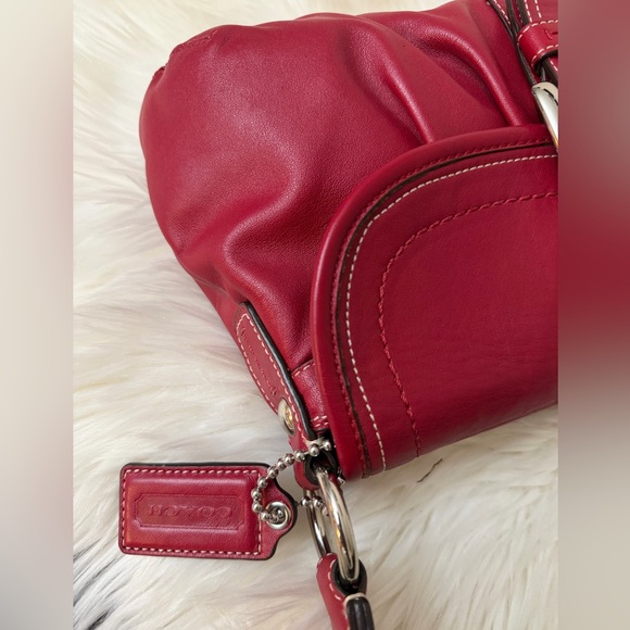 Coach Cherry Red Leather Shoulder Bag #F15204 - Picture 9 of 15